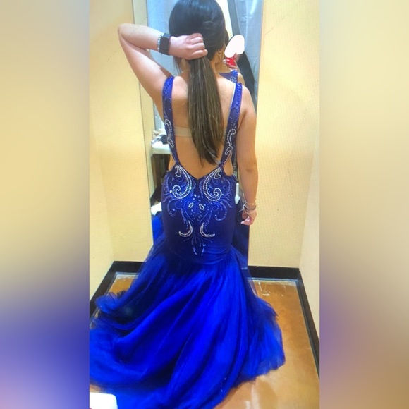 Royal blue studded Prom Dress - Picture 6 of 7